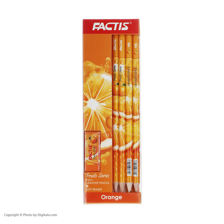 مداد فکتیس مدل Orange بسته 4 عددی به همراه پاک کن