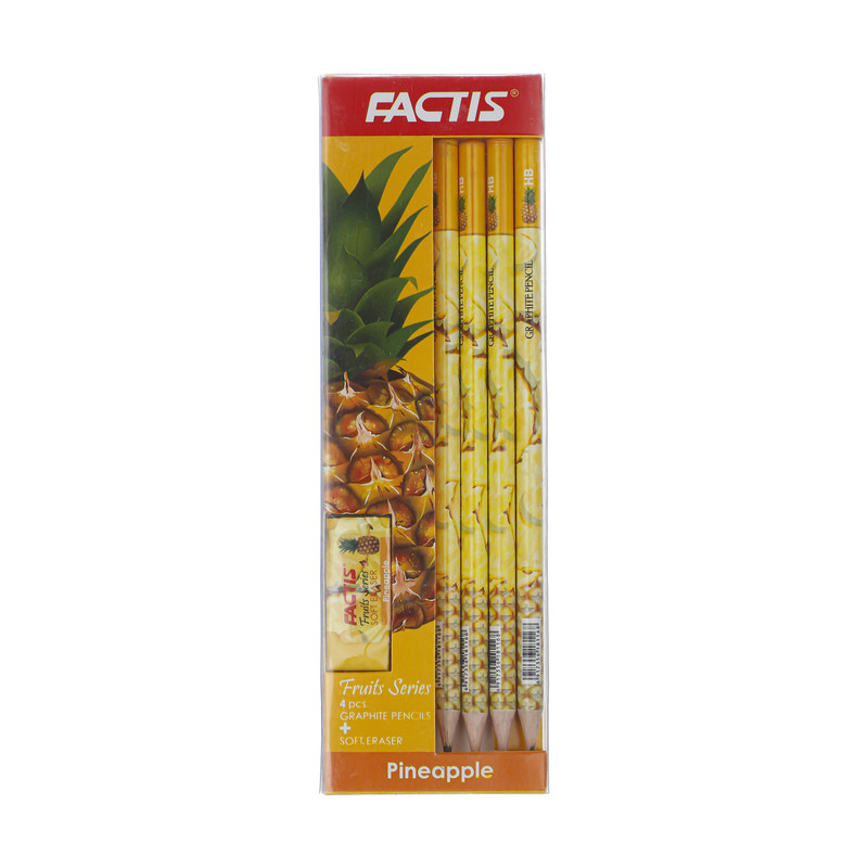 مداد فکتیس مدل Pineapple به همراه پاک کن بسته 4 عددی