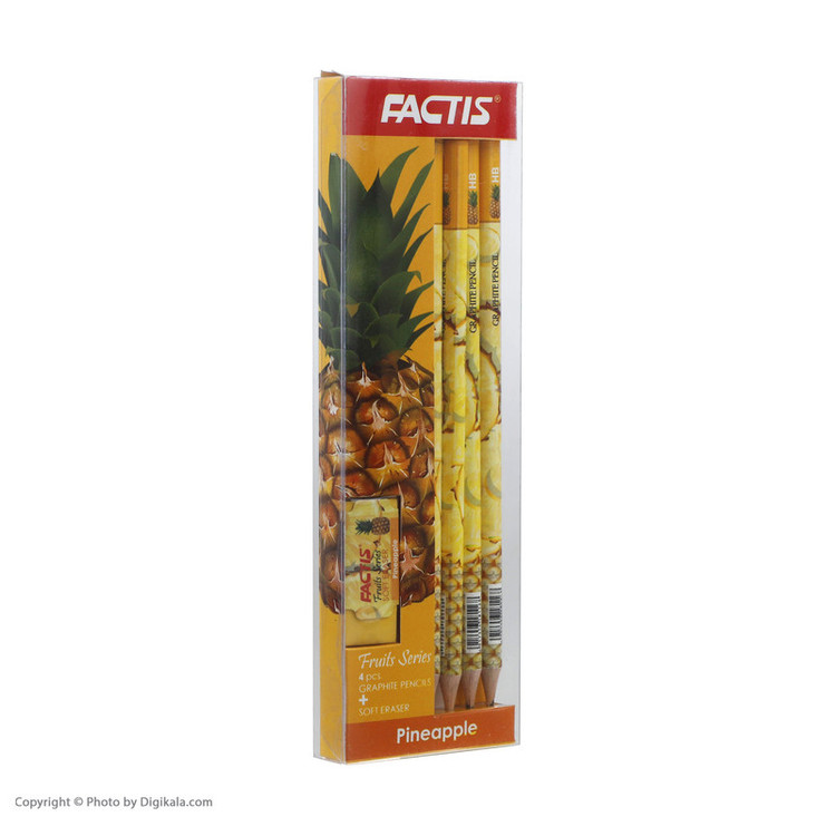 مداد فکتیس مدل Pineapple به همراه پاک کن بسته 4 عددی