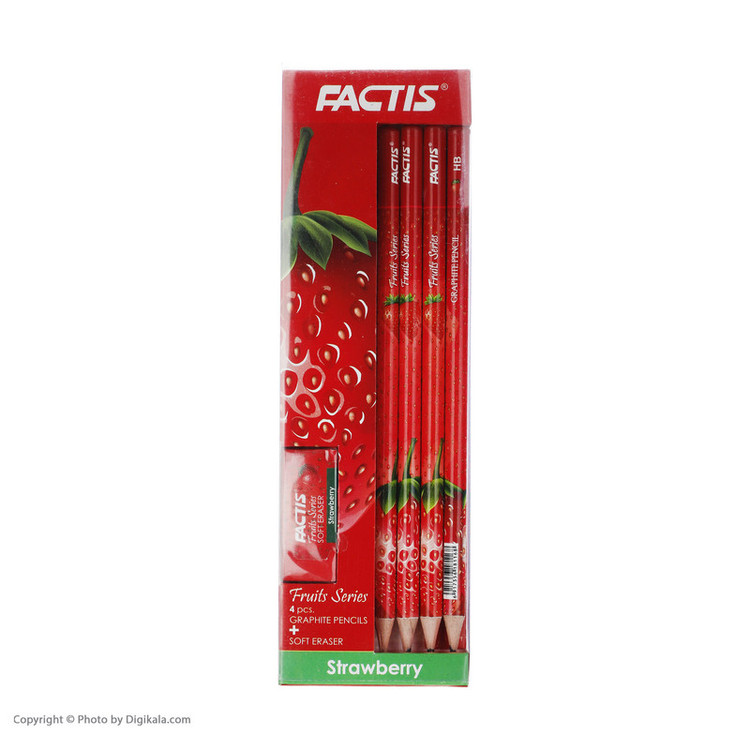 مداد فکتیس مدل Strawberry بسته 4 عددی به همراه پاک کن