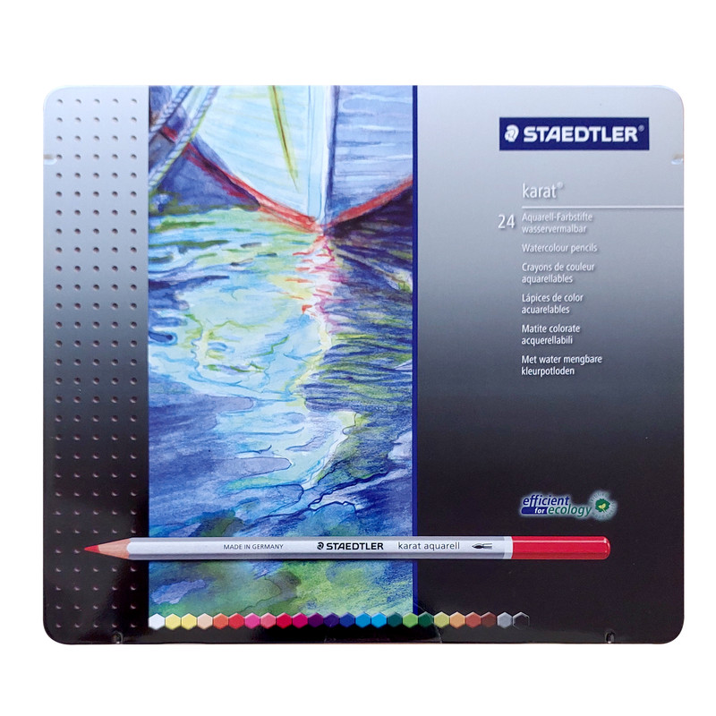 مداد آبرنگی 24 رنگ استدلر مدل Karat Aquarell