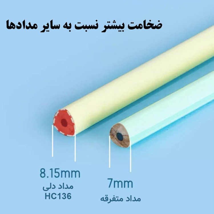 مداد مشکی دلی با درجه سختی HB مدل پاستلی کد HC136-HB بسته 10 عددی