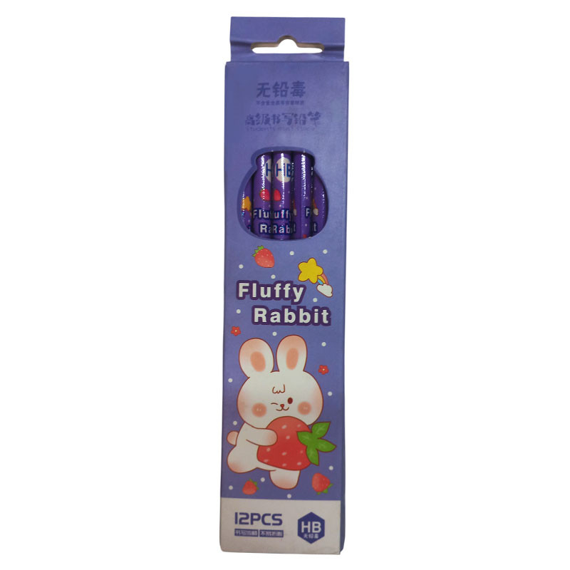 مداد مشکی پاکن دار مدل fluffy rabbit بسته 12 عددی