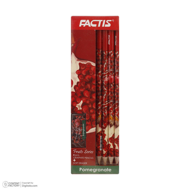 مداد فکتیس مدل pomegranate به همراه پاک کن بسته 4 عددی