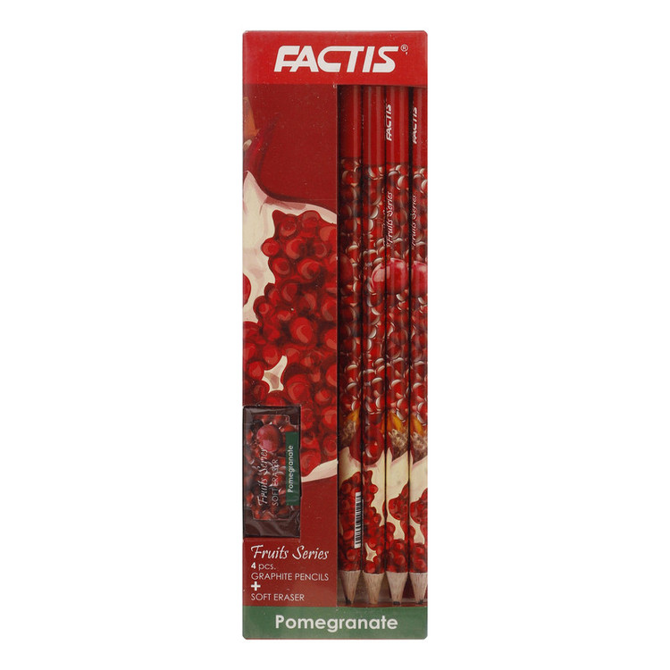 مداد فکتیس مدل pomegranate به همراه پاک کن بسته 4 عددی