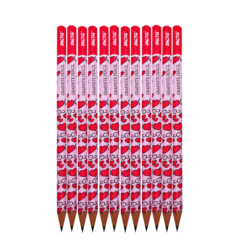 مداد مشکی فکتیس طرح قلب کد 04 بسته 12 عددی