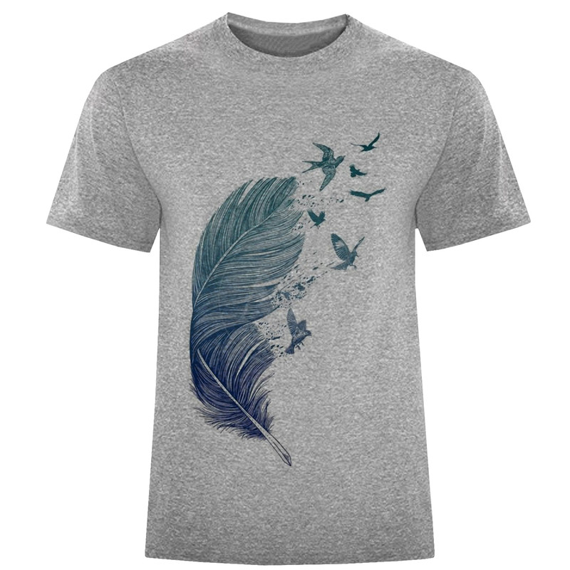 تیشرت آستین کوتاه مردانه طرح پر و پرندگان کد F404