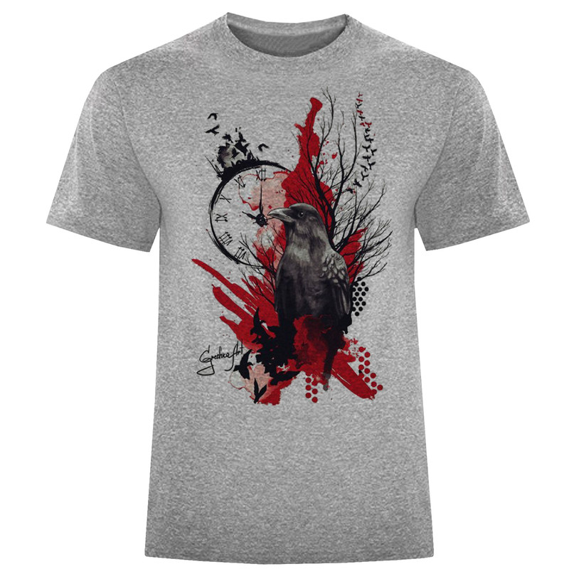 تیشرت آستین کوتاه مردانه طرح کلاغ کد W395