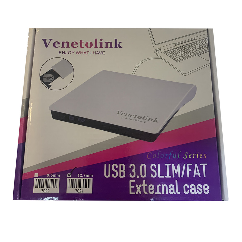 باکس تبدیل DVD رایتر USB3.0 اینترنال SATA به اکسترنال ونتولینک مدل 9.5mm