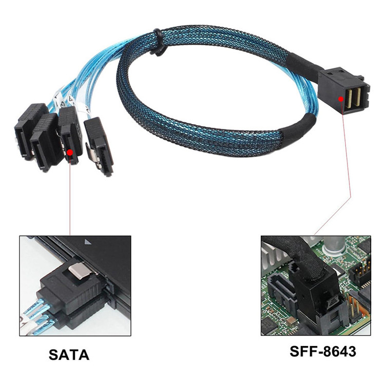کابل تبدیل 1 به 4 Mini SAS SFF-8643 به SATA اسمارطور مدل SM105