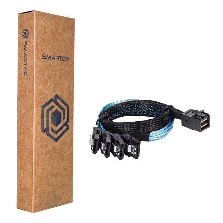 کابل تبدیل 1 به 4 Mini SAS SFF-8643 به SATA اسمارطور مدل SM105
