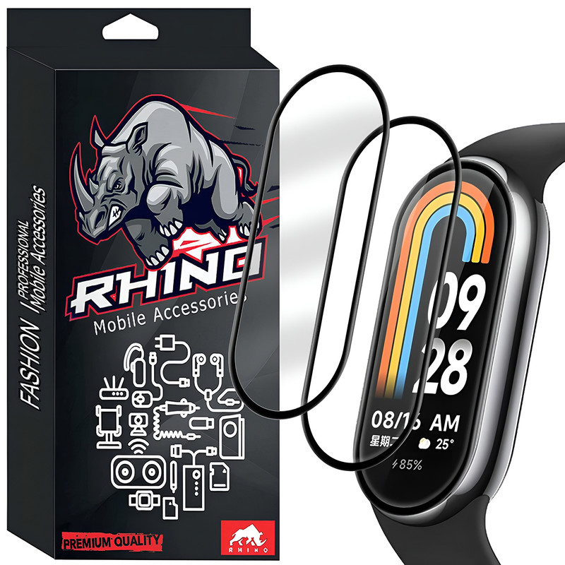 محافظ صفحه نمایش راینو مدل PMMA مناسب برای ساعت هوشمند شیائومی Mi Band 10 بسته 2 عددی