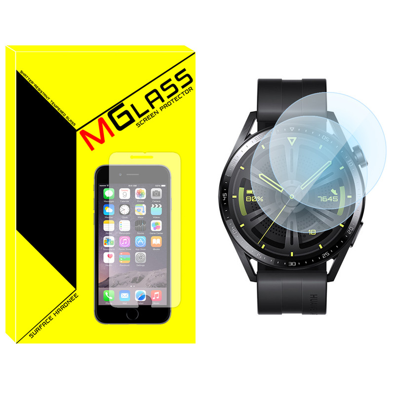 محافظ صفحه نمایش شیشه‌ای ام‌گلس مدل Glass-MG مناسب برای ساعت هوشمند هوآوی Watch GT3 46mm بسته دو عددی