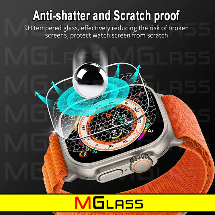 محافظ صفحه نمایش شیشهای امگلس مدل Glass-MG مناسب برای ساعت هوشمند ویرفیت HW8 Ultra max بسته دو عددی