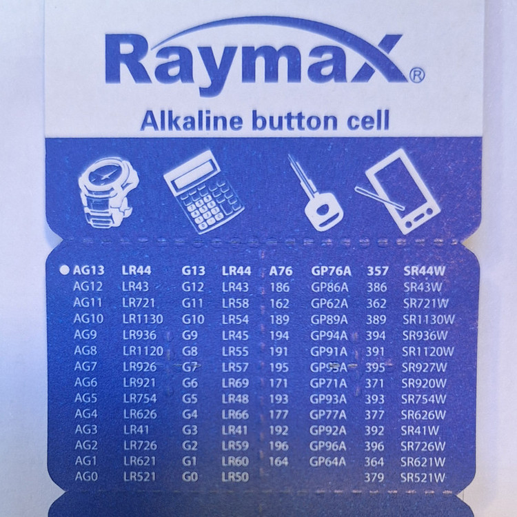 باتری ساعتی رایمکس مدل AG13-LR44-A76-357-GP76A-SR44W بسته 10 عددی