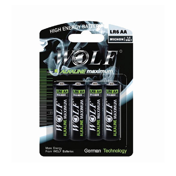 باتری قلمی ولف مدل کارتی Alkaline بسته چهار عددی