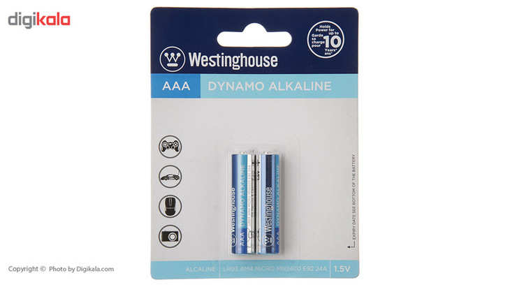 باتری نیم قلمی وستینگهاوس مدل Dynamo Alkaline LR03 AM4 MICRO بسته 2 عددی
