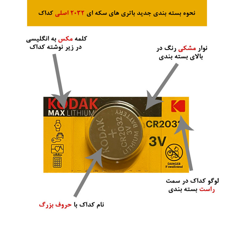 باتری سکه ای کداک مدل CR2032