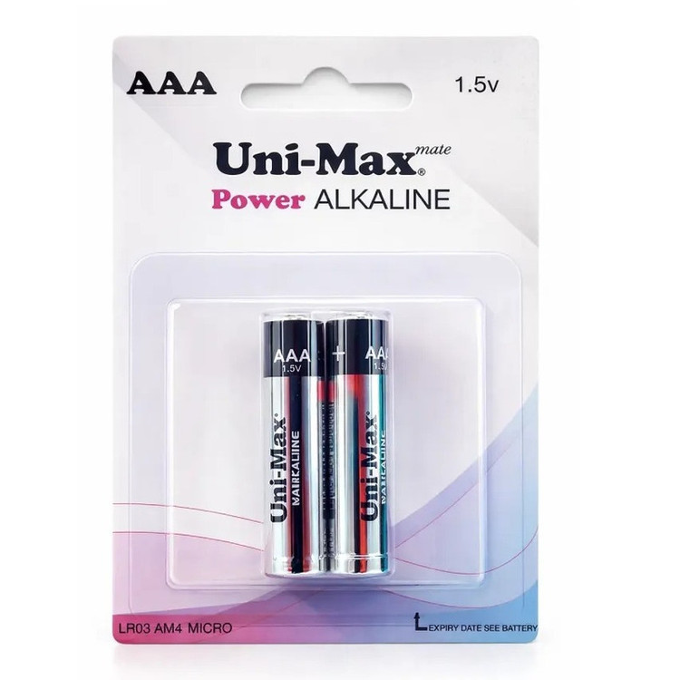 باتری نیم قلمی یونی مکس مدل POWER ALKALINE بسته ۲ عددی