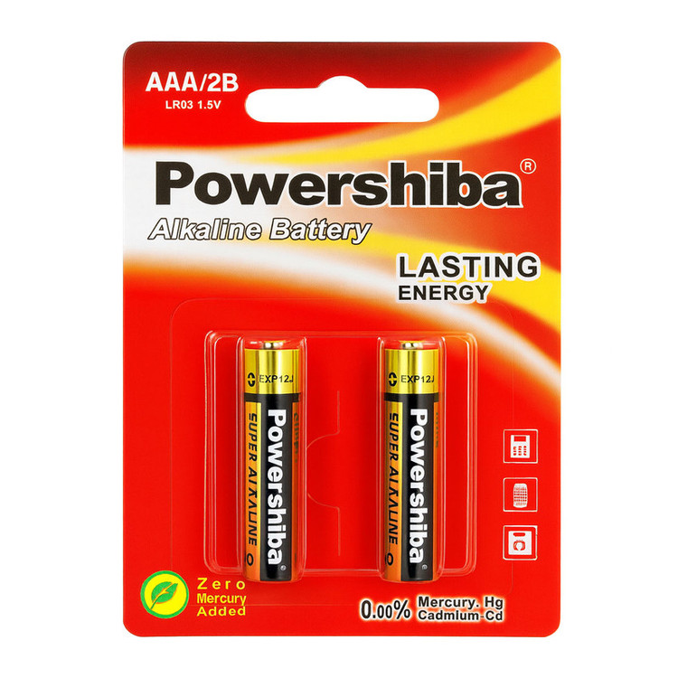 باتری نیم قلمی پاور شیبا مدل SUPER ALKALINE LR03 بسته ۲ عددی