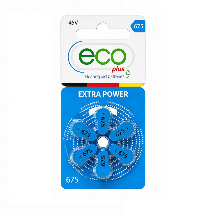 باتری سمعک مدل ECO PLUS 675 بسته ۶ عددی