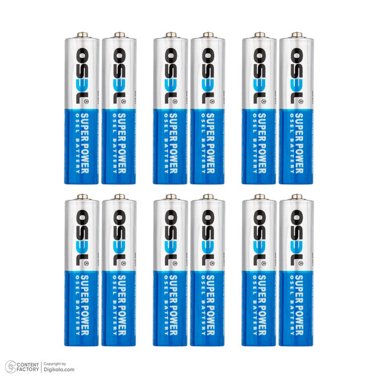 باتری نیم قلمی اوسل مدل Super Power R03P بسته 12 عددی