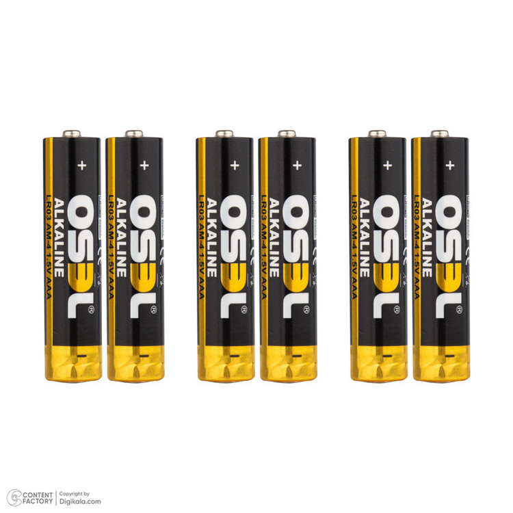 باتری نیم قلمی اوسل مدل Alkaline LR03 AM-4 بسته ۶ عددی