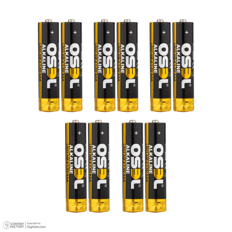 باتری نیم قلمی اوسل مدل Alkaline LR03 AM-4 بسته 10 عددی