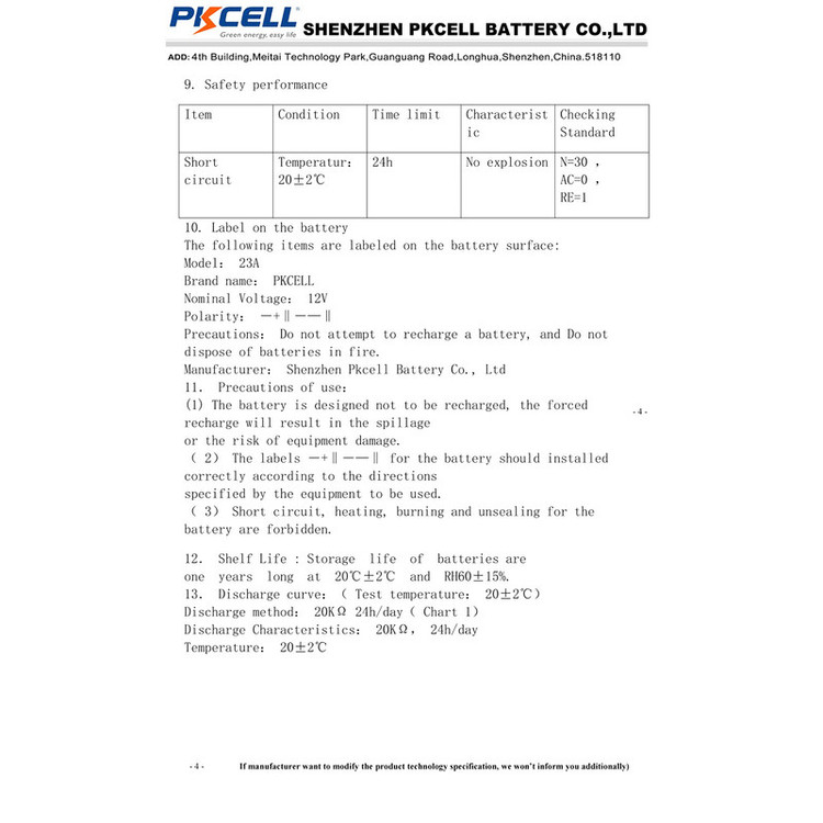 باتری 23A پیکی سل مدل Alkaline 12V 23A MN21 VR22 L1028 مجموعه 20 عددی