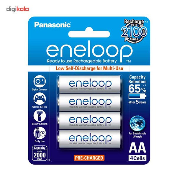 باتری قلمی قابل شارژ پاناسونیک مدل Eneloop BK-3MCCE/4BT بسته 4 عددی