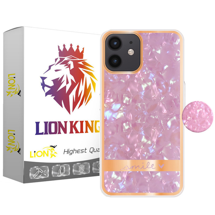 کاور لاین کینگ مدل کریستال یخی مناسب برای گوشی موبایل اپل IPhone 11 به همراه پایه نگهدارنده