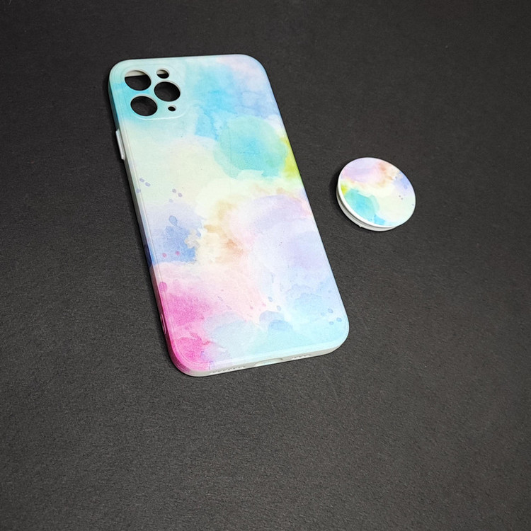 کاور مدل آبرنگی مناسب برای گوشی موبایل اپل iPhone 11 Pro Max به همراه پاپ سوکت