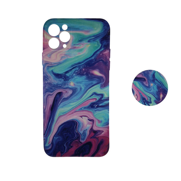 کاور مدل آبرنگی مناسب برای گوشی موبایل اپل iPhone 11 Pro Max به همراه پاپ سوکت