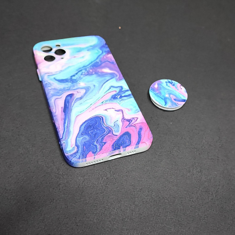 کاور مدل آبرنگی مناسب برای گوشی موبایل اپل iPhone 11 Pro Max به همراه پاپ سوکت