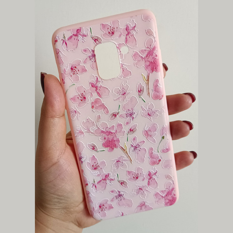 کاور مدل سیلیکونی کد 5-0 طرح گل مناسب برای گوشی موبایل سامسونگ Galaxy A730/ A8 Plus 2018