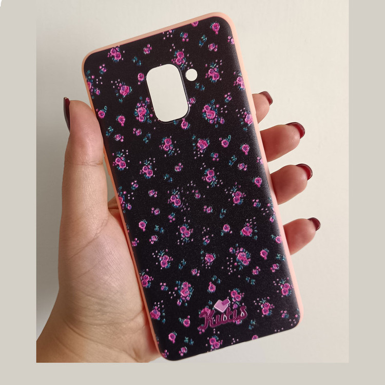 کاور مدل سیلیکونی کد 6-0 طرح گل مناسب برای گوشی موبایل سامسونگ Galaxy A730/ A8 Plus 2018