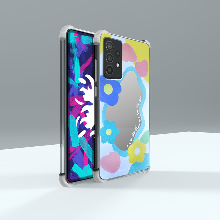 کاور لاین کینگ مدل آینه ایی نشکن طرح گل مناسب برای گوشی موبایل سامسونگ Galaxy A13 4G