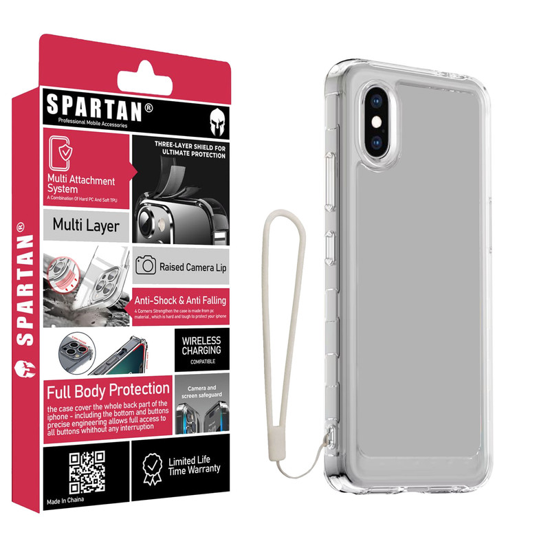 کاور اسپارتان مدل Airbag Space Strap مناسب برای گوشی موبایل اپل iPhone XS Max به همراه بند آویز