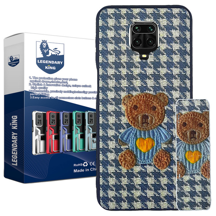 کاور لاین کینگ طرح خرس 3D مناسب برای گوشی موبایل شیائومی REDMI NOTE 9S به همراه پایه نگهدارنده
