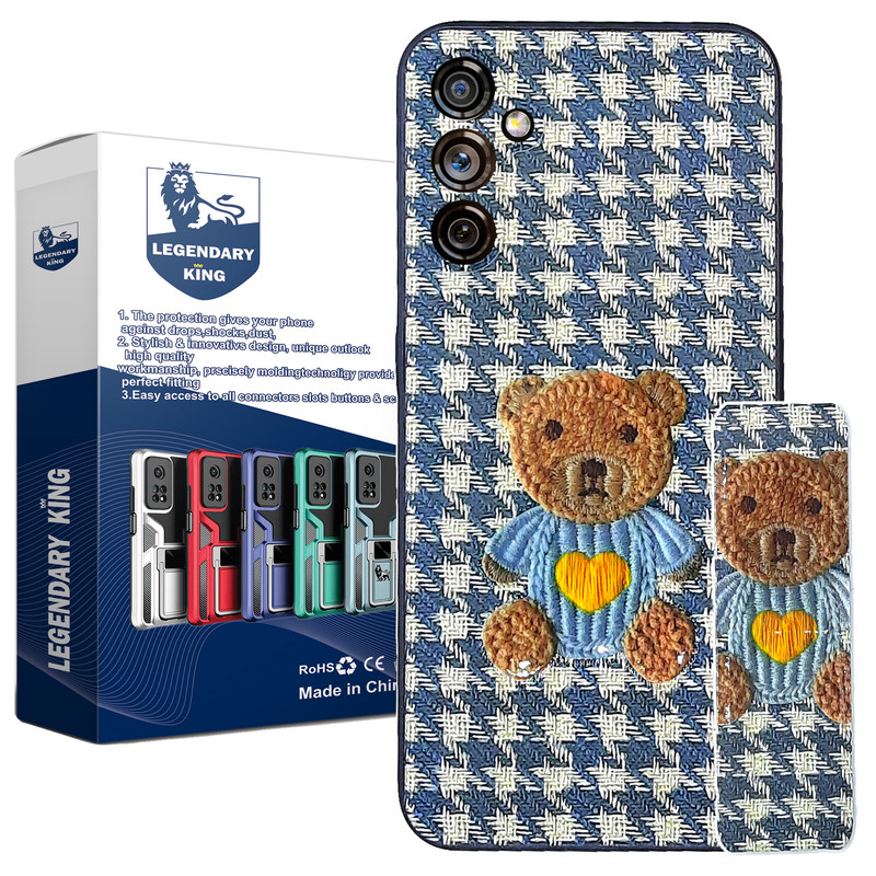 کاور لاین کینگ طرح خرس 3D مناسب برای گوشی موبایل سامسونگ Galaxy A14 / A14 5G به همراه پایه نگهدارنده