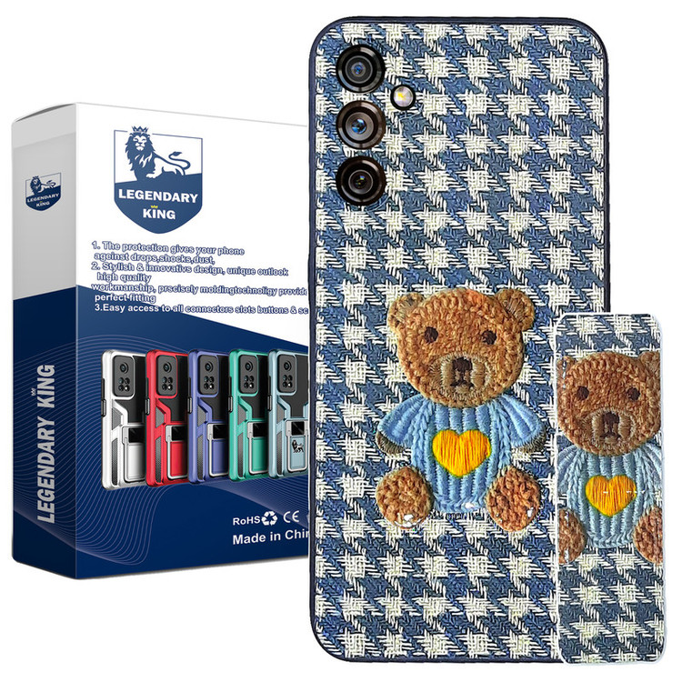 کاور لاین کینگ طرح خرس 3D مناسب برای گوشی موبایل سامسونگ Galaxy A14 / A14 5G به همراه پایه نگهدارنده