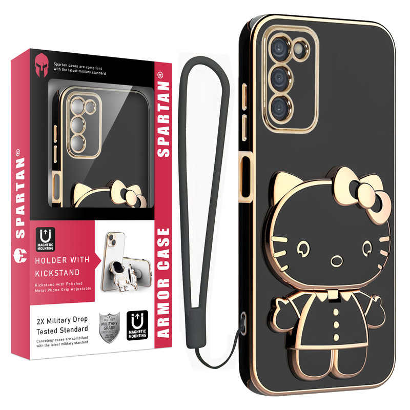 کاور اسپارتان مدل Kitty مناسب برای گوشی موبایل سامسونگ Galaxy M13 / M23 به همراه بند نگهدارنده