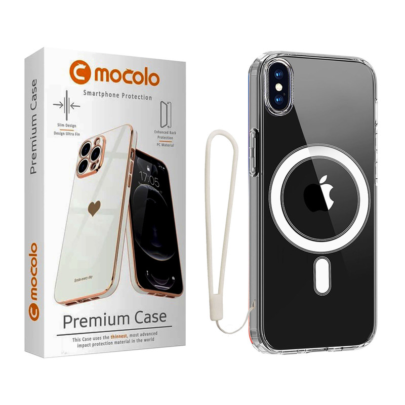 کاور موکولو مدل Clear Magsafe Strap مناسب برای گوشی موبایل اپل iPhone X/XS به همراه بند آویز