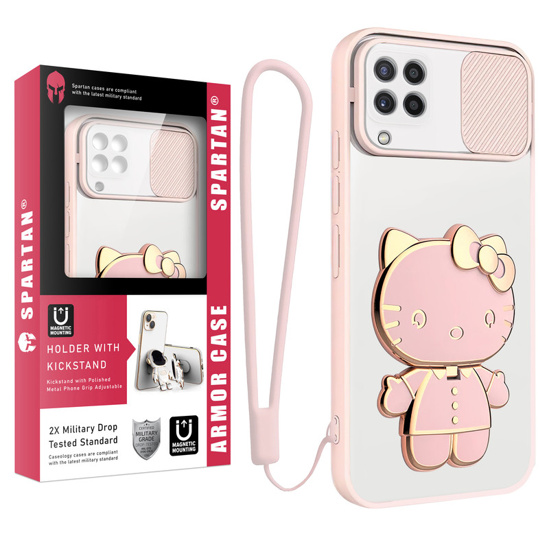 کاور اسپارتان مدل Camshield Kitty مناسب برای گوشی موبایل سامسونگ Galaxy A22 4G / M32 4G به همراه بند نگهدارنده