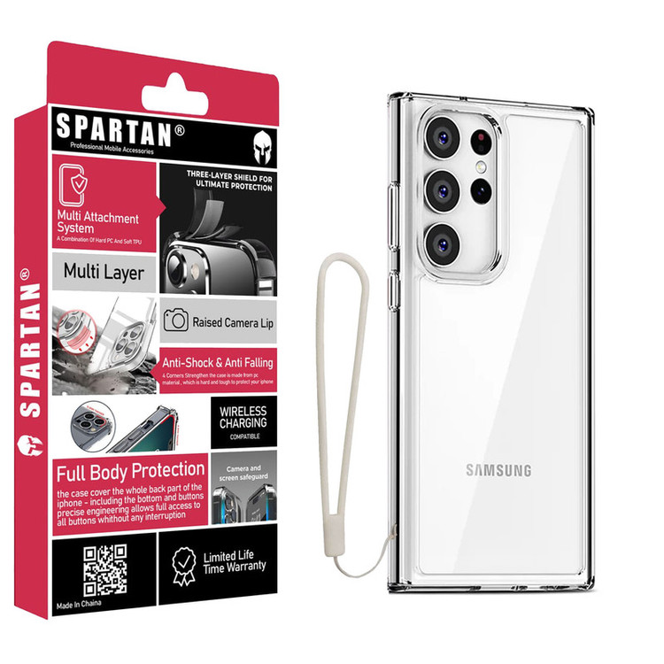 کاور اسپارتان مدل Airbag Space Strap مناسب برای گوشی موبایل سامسونگ Galaxy S21 Ultra به همراه بند آویز