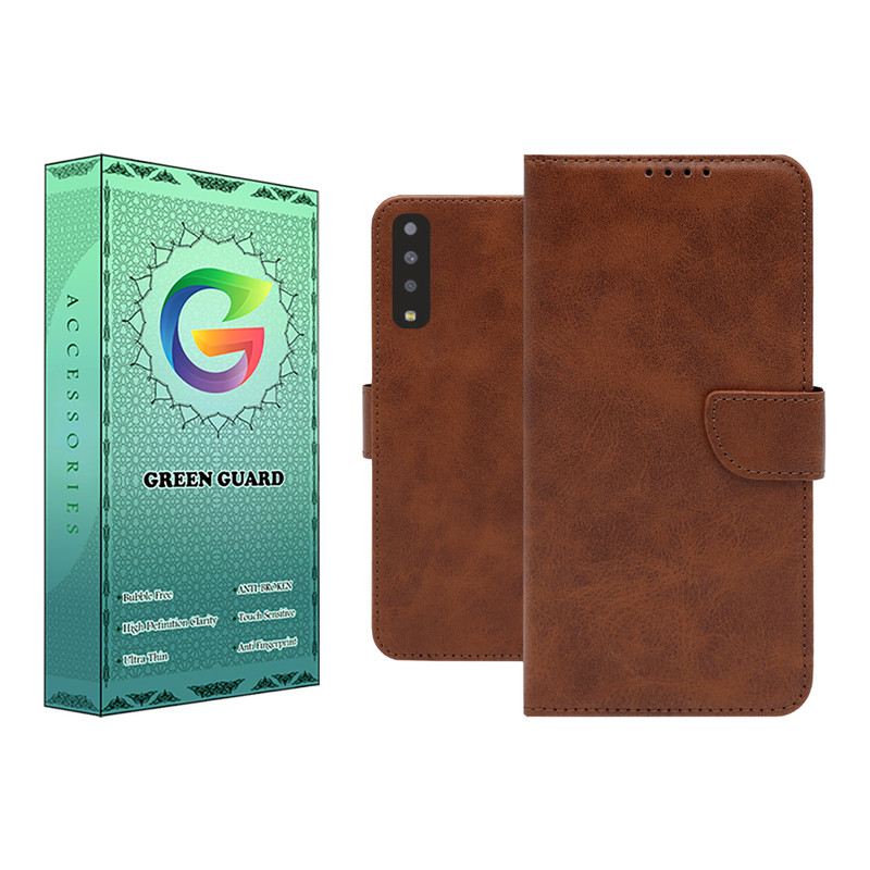 کیف کلاسوری گرین گارد مدل چرمی مگنتی کد Brown-GB01 مناسب برای گوشی موبایل سامسونگ Galaxy A7 2018