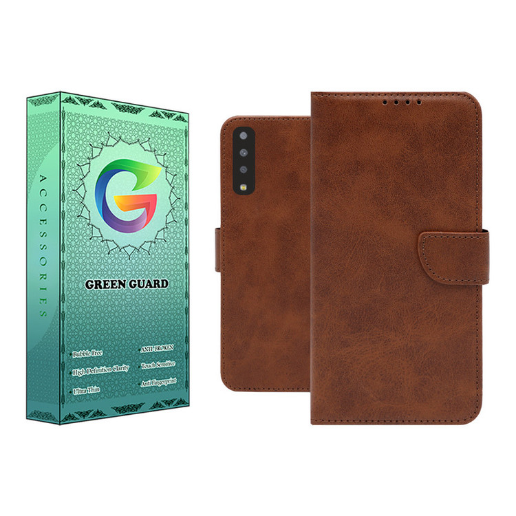 کیف کلاسوری گرین گارد مدل چرمی مگنتی کد Brown-GB01 مناسب برای گوشی موبایل سامسونگ Galaxy A7 2018