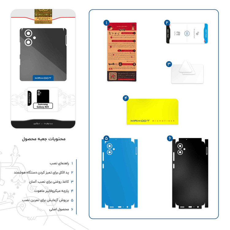 برچسب پوششی ماهوت مدل Matte-Black-FullSkin مناسب برای گوشی موبایل سامسونگ Galaxy A05