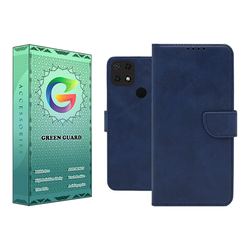 کیف کلاسوری گرین گارد مدل چرمی مگنتی کد Blue-B01 مناسب برای گوشی موبایل شیائومی Redmi 10C / Poco C40