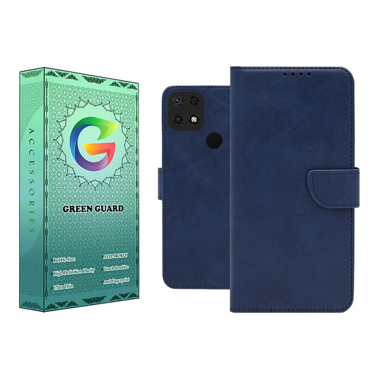 کیف کلاسوری گرین گارد مدل چرمی مگنتی کد Blue-B01 مناسب برای گوشی موبایل شیائومی Redmi 10C / Poco C40